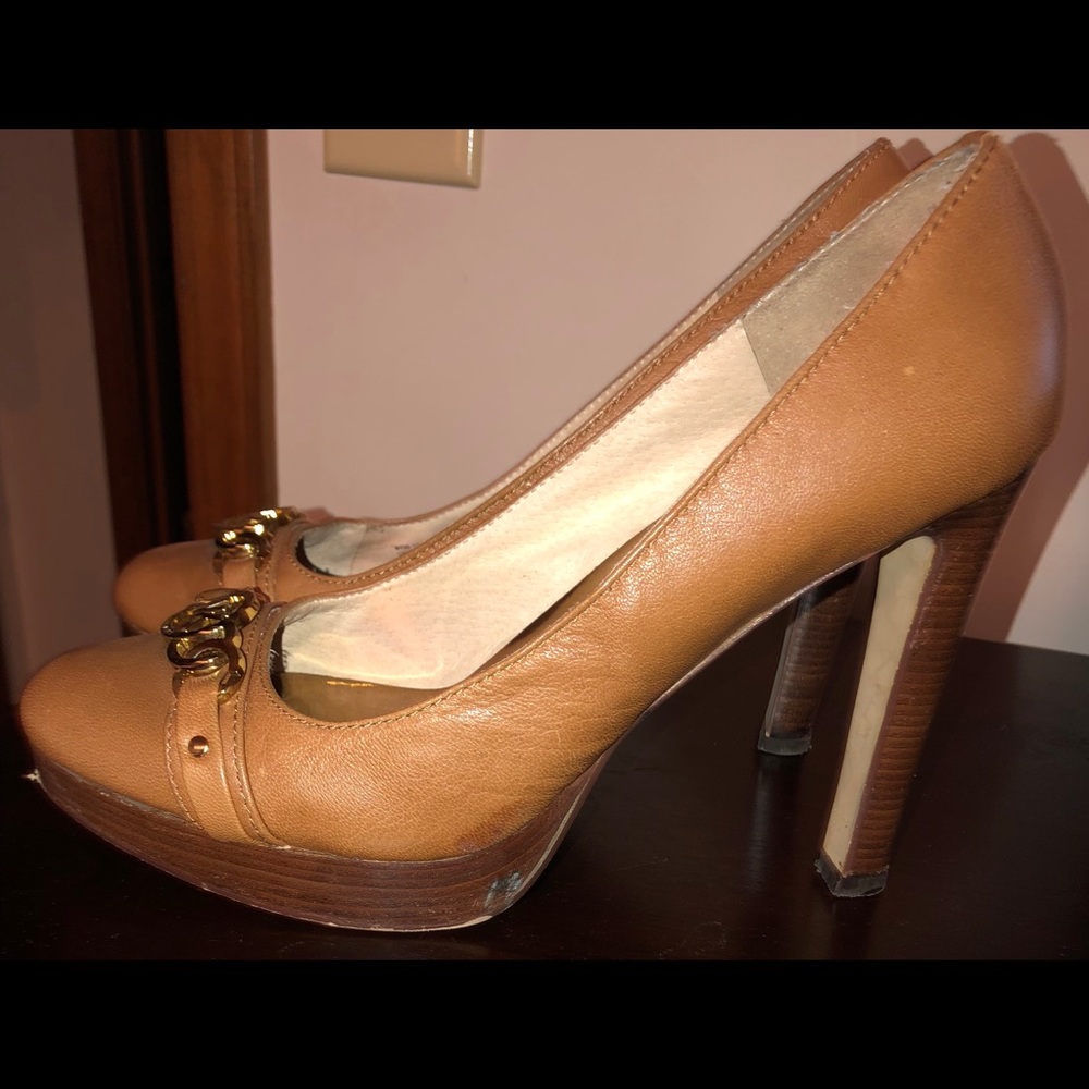 Camel colored pumps